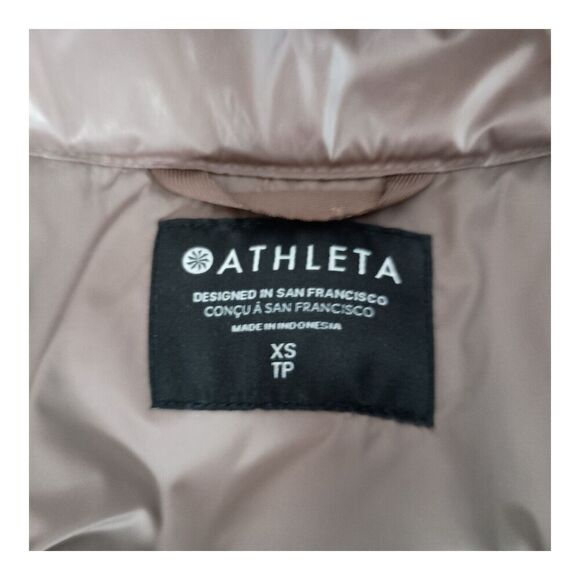 Athleta Downtown Gilet Puffer Vest Goose Down Bronze Metallic Shiny Womens XS - Picture 3 of 5